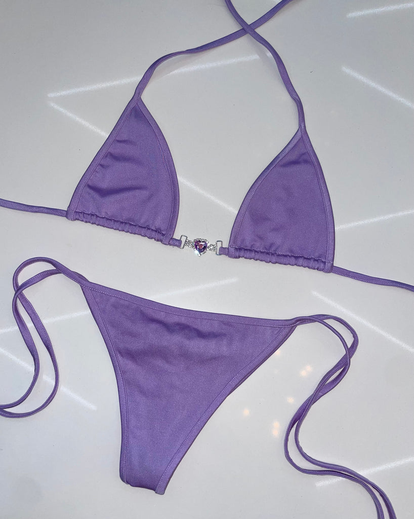 Lilac hearts bikini - Bikinis, Monokinis, skirt sets, and apparel inspired by strippers - Bubblegum The Brand