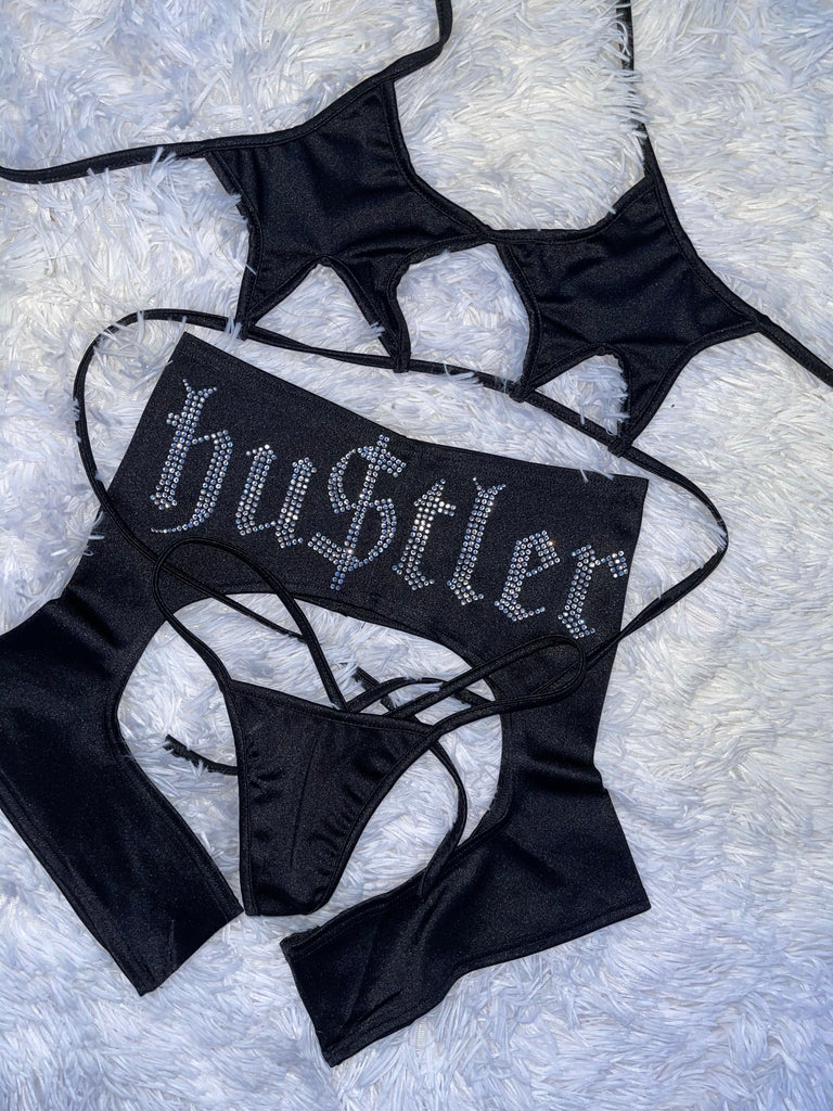 Hustler Chaps rhinestone bikini set - Bikinis, Monokinis, skirt sets, and apparel inspired by strippers - Bubblegum The Brand