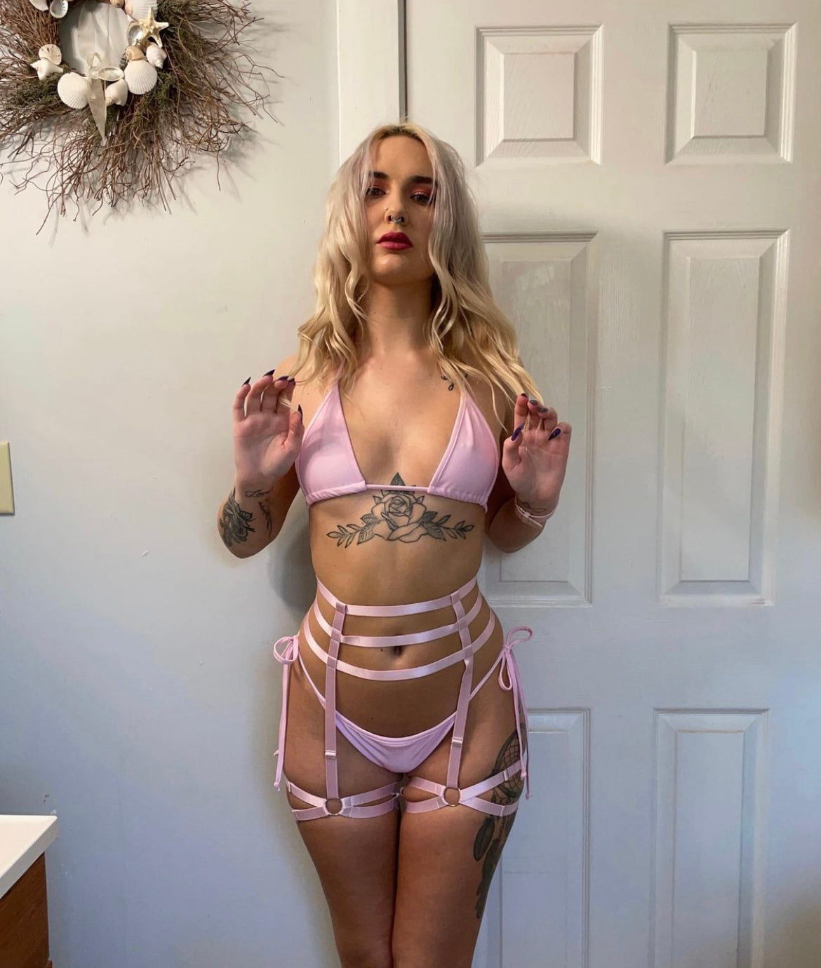 Egirl bikini set garterbelt - Bikinis, Monokinis, skirt sets, and apparel inspired by strippers - Bubblegum The Brand