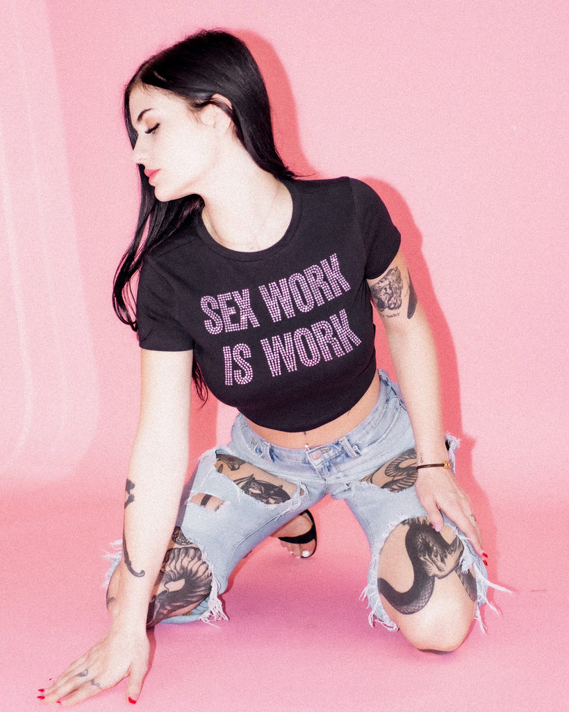 Sex work is work crop top - Bikinis, Monokinis, skirt sets, and apparel inspired by strippers - Bubblegum The Brand