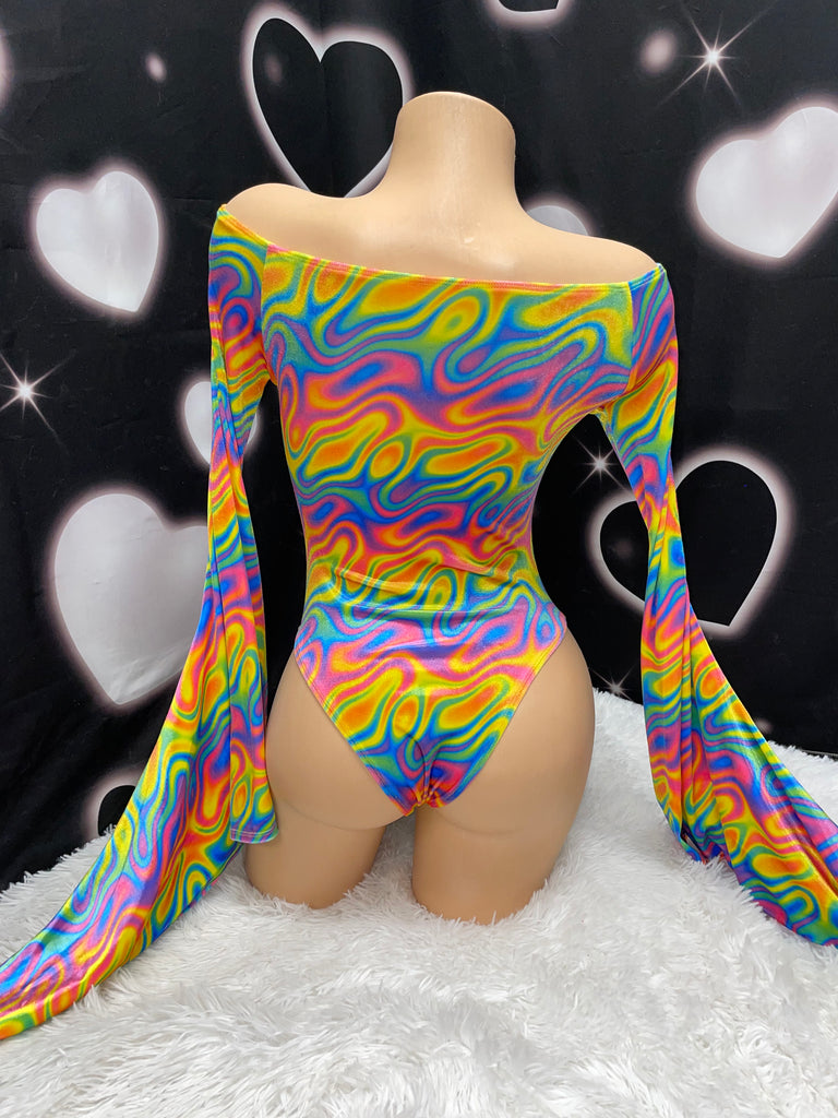 Rainbow sherbert bell sleeves one piece - Bikinis, Monokinis, skirt sets, and apparel inspired by strippers - Bubblegum The Brand
