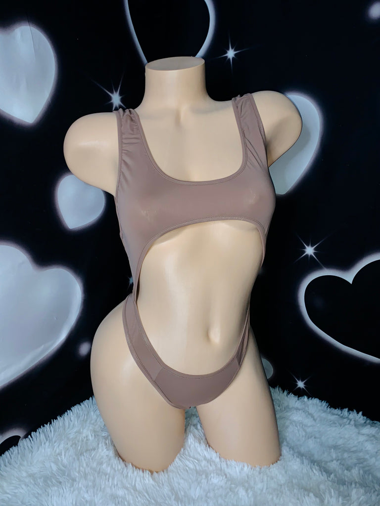Earth tone peekaboo one piece - Bikinis, Monokinis, skirt sets, and apparel inspired by strippers - Bubblegum The Brand