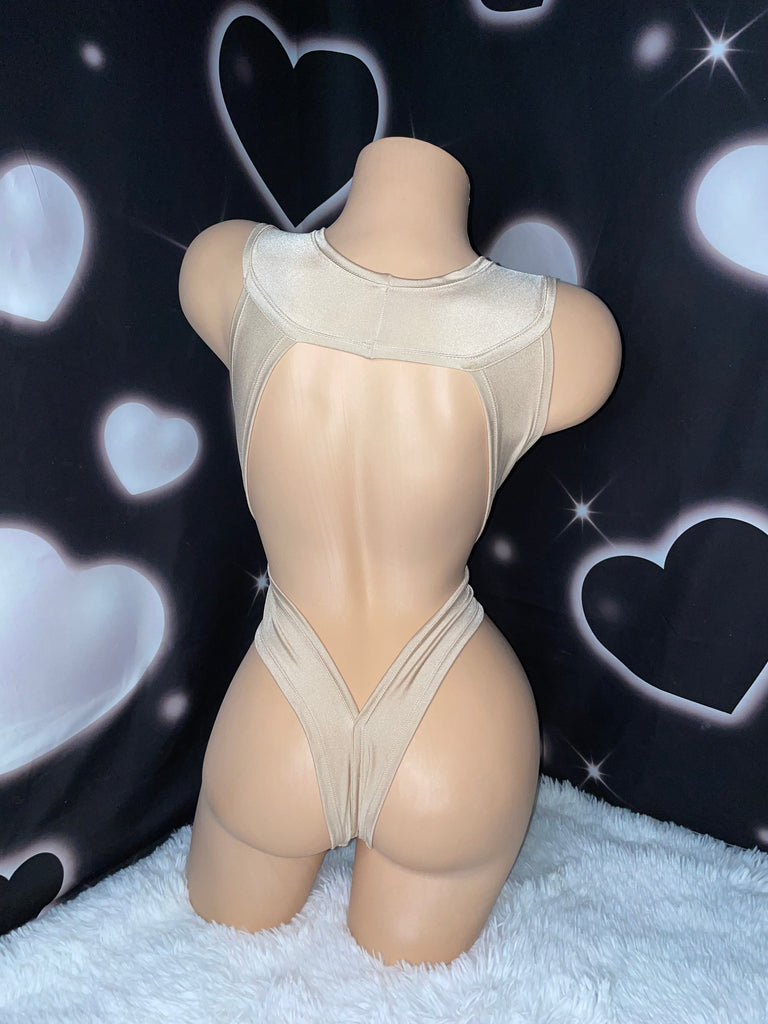 Shiny nude wrap one piece - Bikinis, Monokinis, skirt sets, and apparel inspired by strippers - Bubblegum The Brand