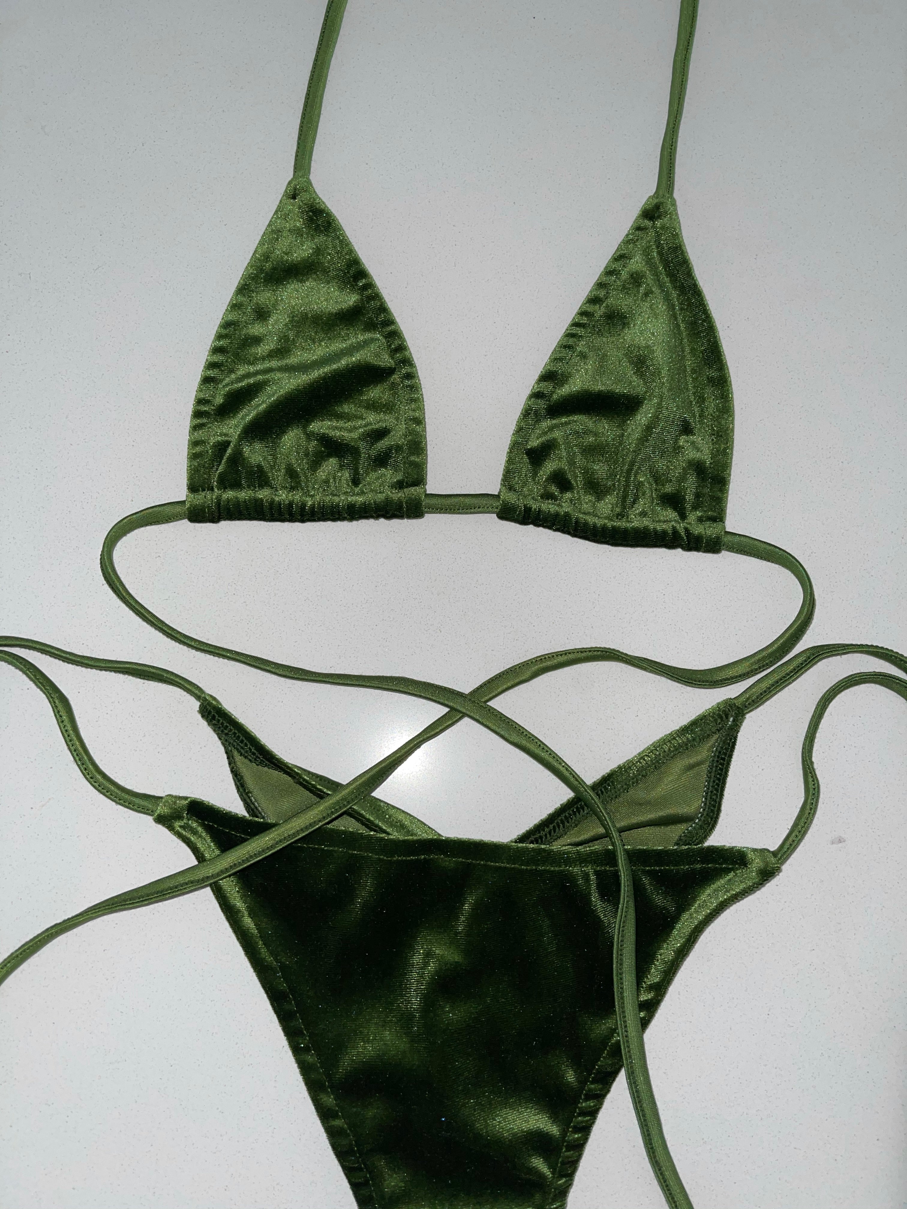 Velvet bikinis earth tones - Bikinis, Monokinis, skirt sets, and apparel inspired by strippers - Bubblegum The Brand