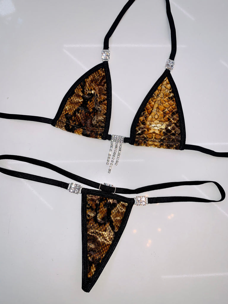Velvet snakeskin sparkle microkini - Bikinis, Monokinis, skirt sets, and apparel inspired by strippers - Bubblegum The Brand