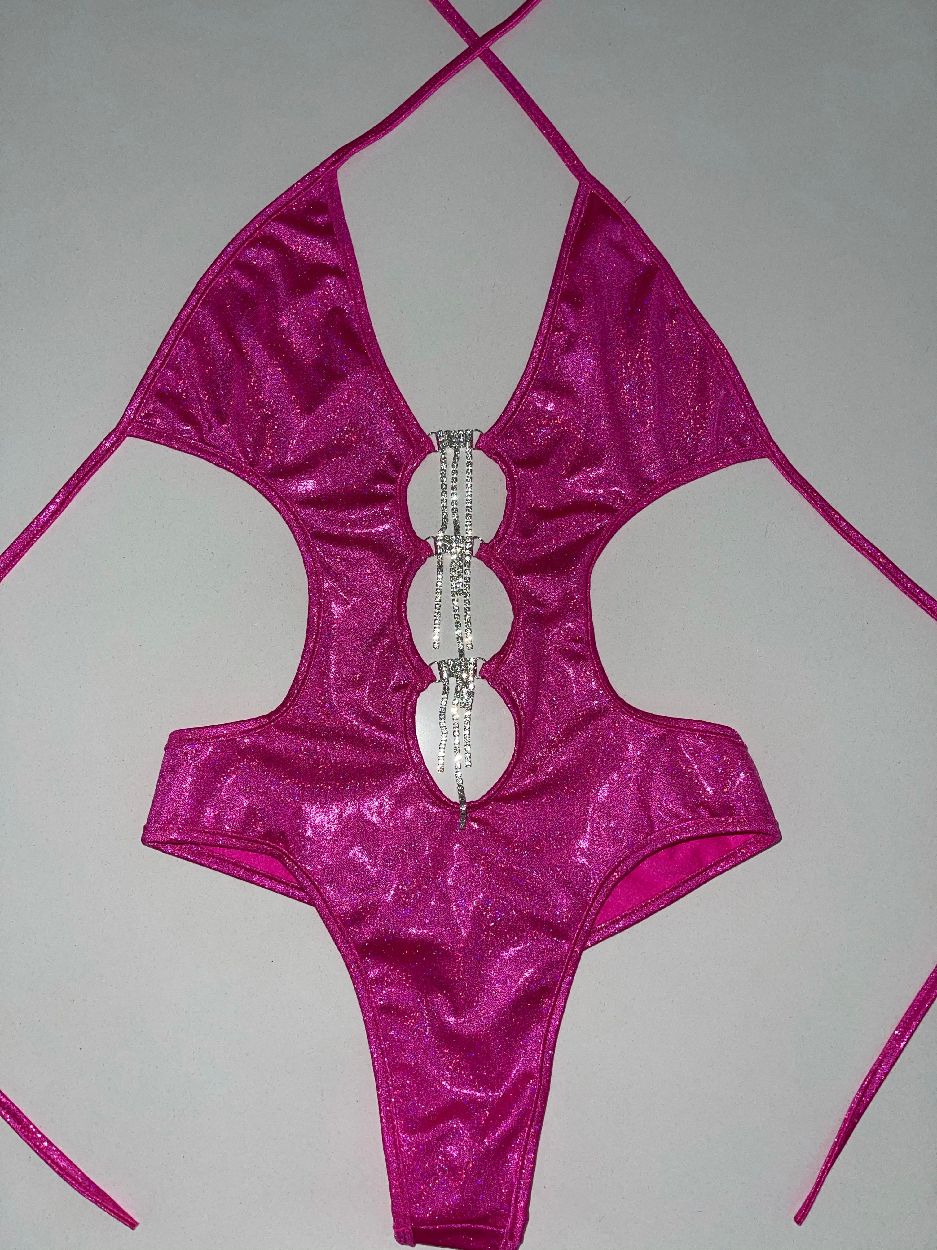 Pink starlight rhinestone one piece - Bikinis, Monokinis, skirt sets, and apparel inspired by strippers - Bubblegum The Brand