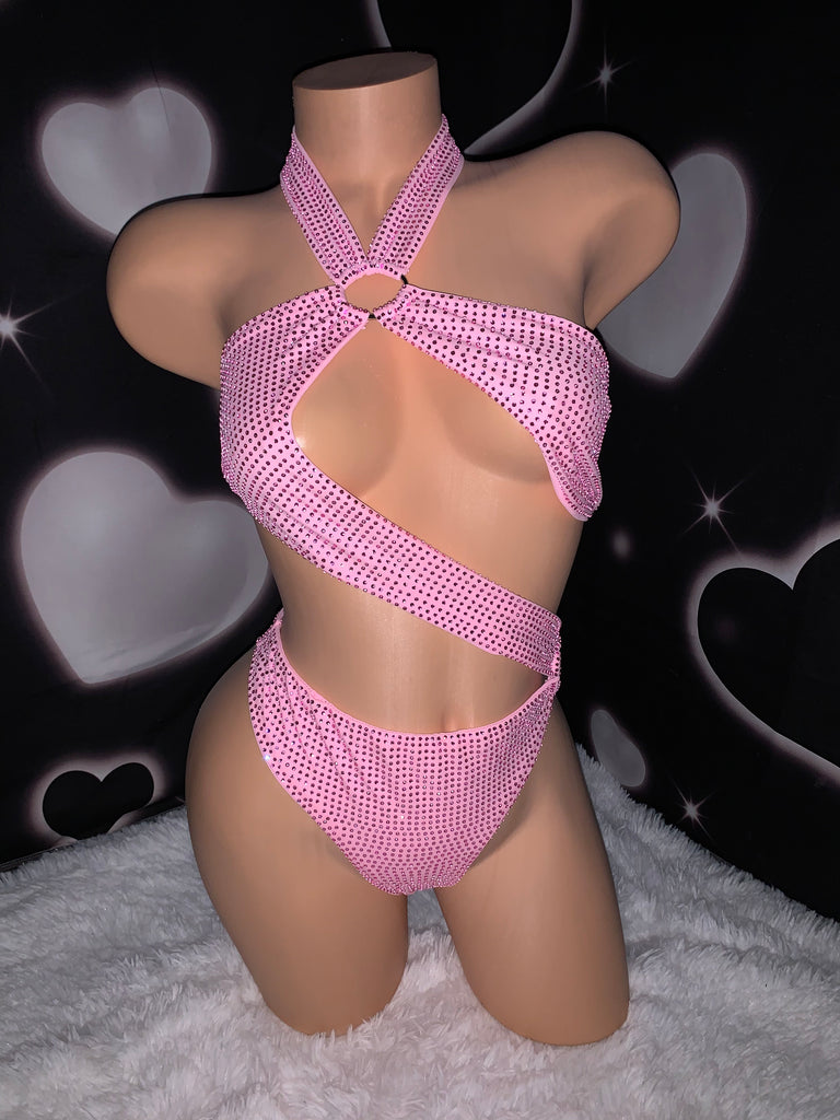 Iced Out Island Girl colors rhinestone one piece - Bikinis, Monokinis, skirt sets, and apparel inspired by strippers - Bubblegum The Brand