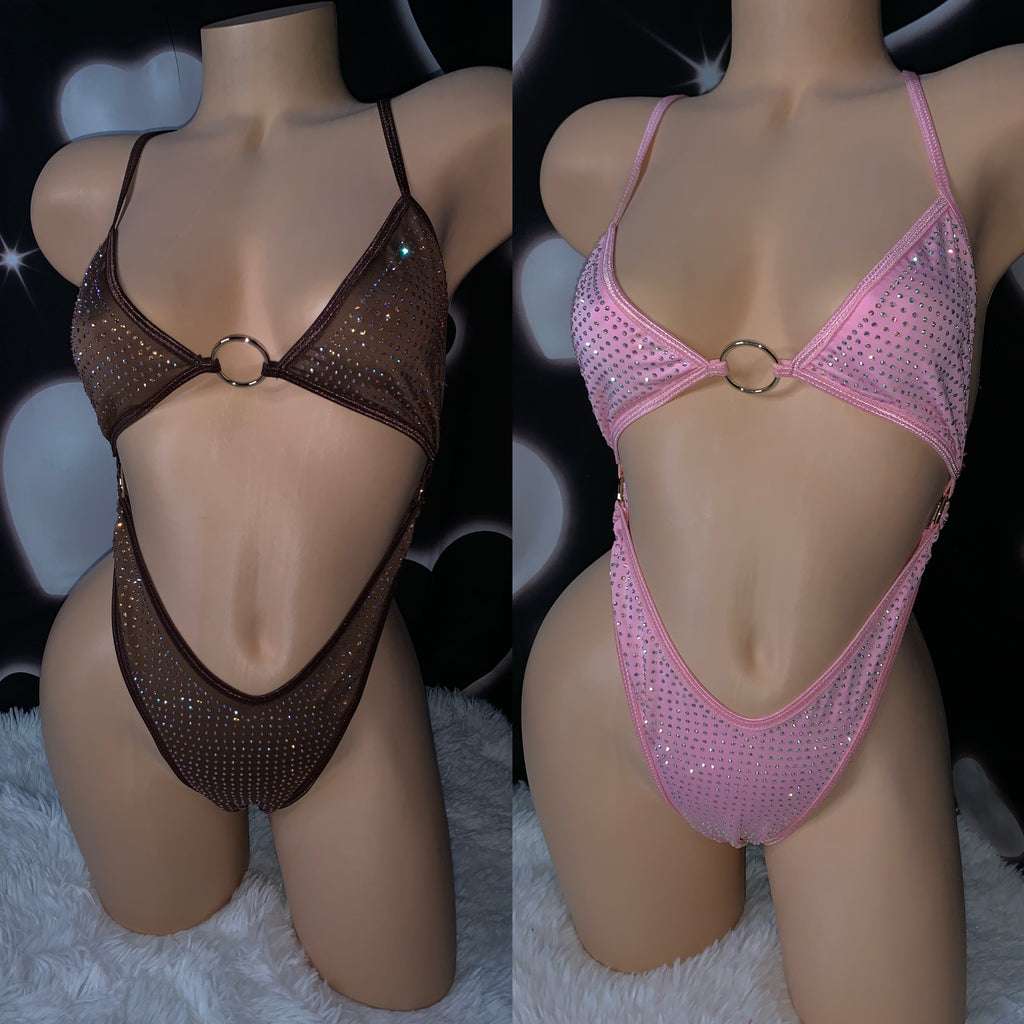 Iced Out Rhinestone Coco one piece - Bikinis, Monokinis, skirt sets, and apparel inspired by strippers - Bubblegum The Brand