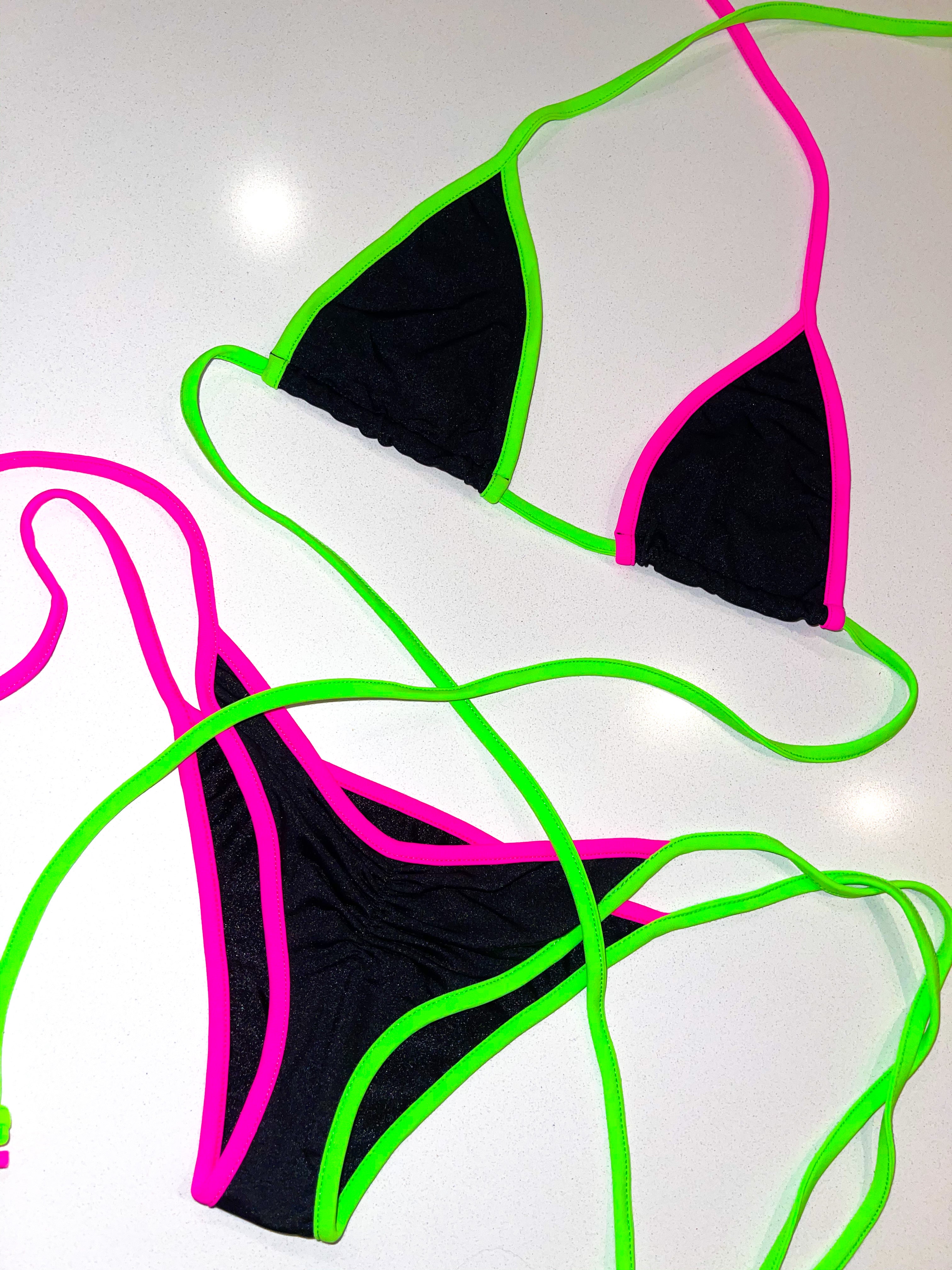 Split color neon bikini - Bikinis, Monokinis, skirt sets, and apparel inspired by strippers - Bubblegum The Brand